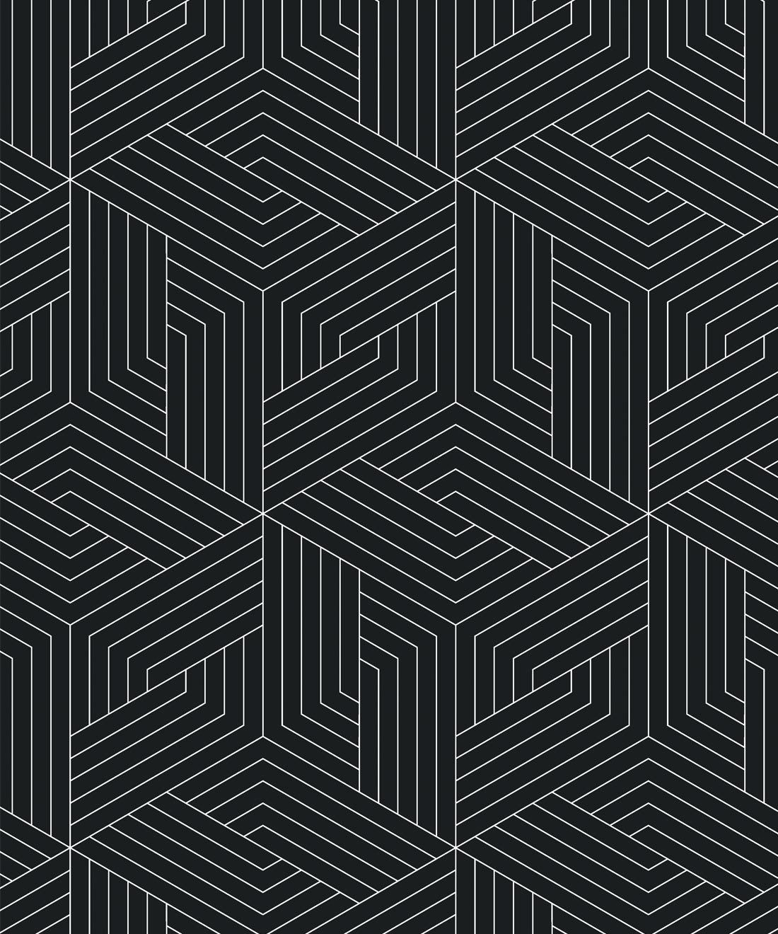 Matte Black Geometric Illusions Wallpaper • Geometric Wallpaper • Milton & King