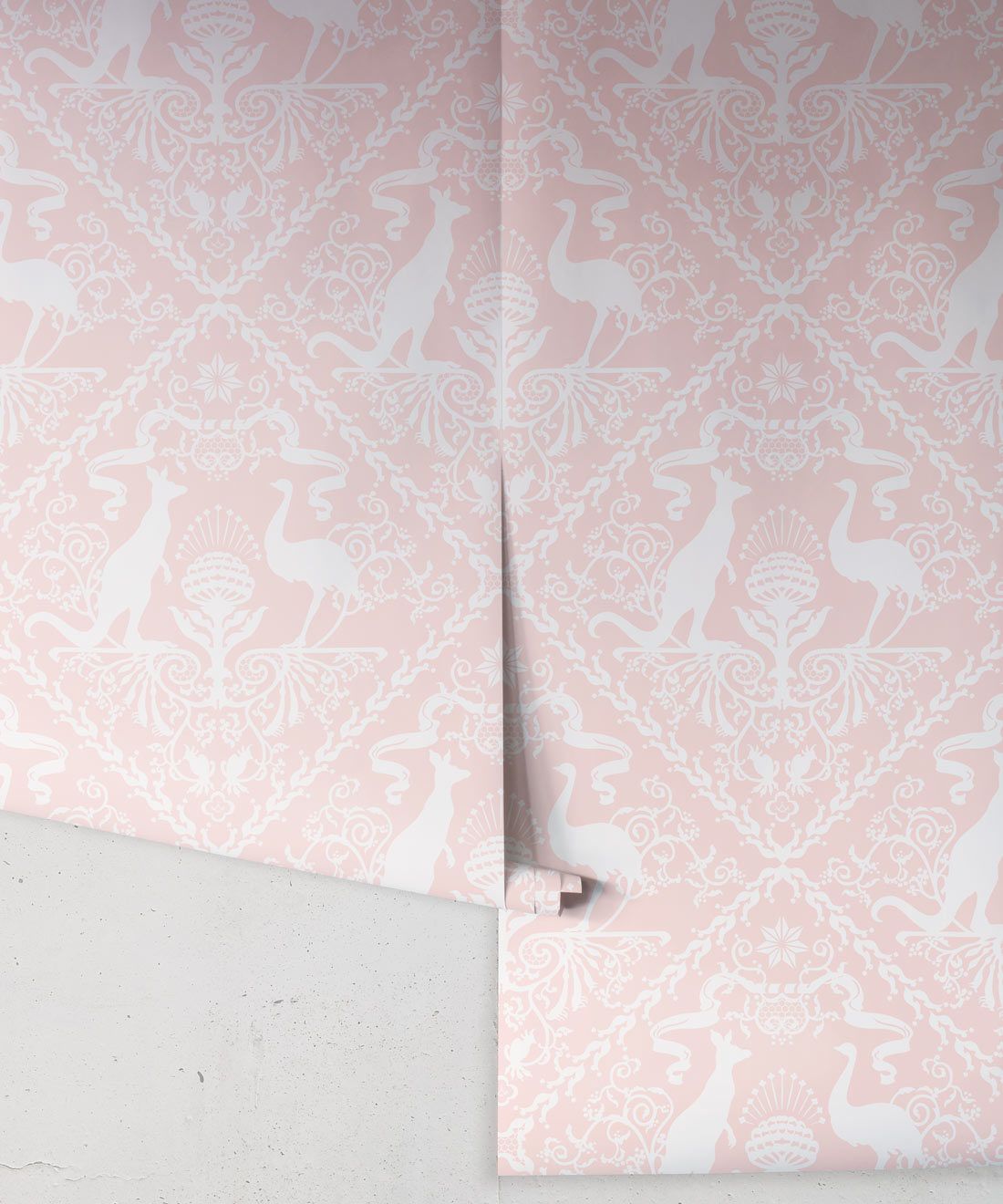 In Australia We Trust Coral • Australian Wallpaper • Australian Coat of Arms • Milton & King USA • Pink Wallpaper Rolls