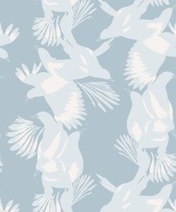 Magpie Wallpaper • Milton & King • Kingdom Home • Bird Wallpaper • Blue Bell Swatch