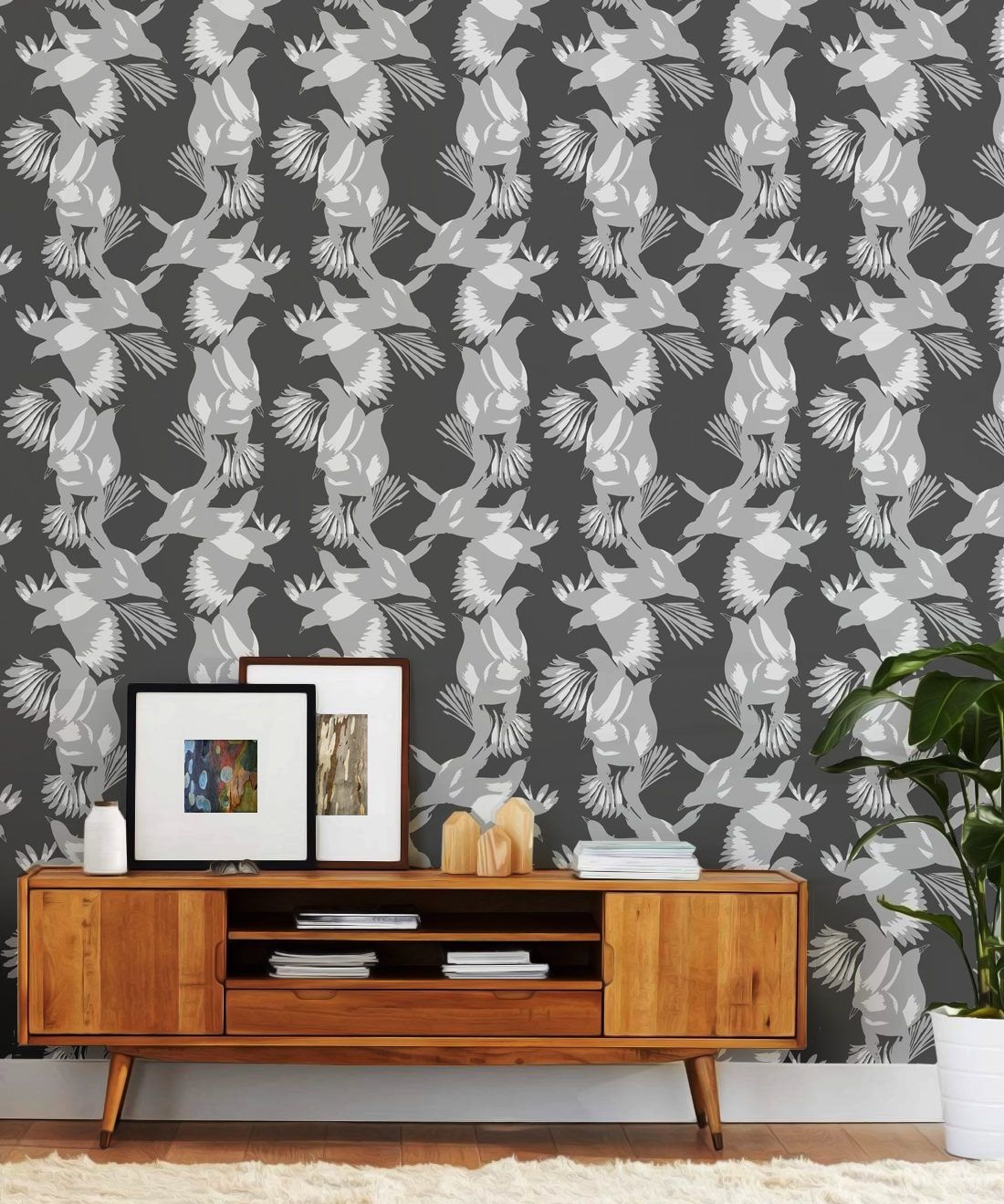 Magpie Wallpaper • Milton & King • Kingdom Home • Bird Wallpaper • Insitu Swatch