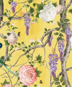 Empress Wallpaper • Romantic Wallpaper • Floral Wallpaper • Chinoiserie Wallpaper • Honey Yellow colour wallpaper swatch