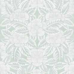 Calcutta Wallpaper • Flower and Leaf Motif Design • Ethnic Wallpaper • Aqua Wallpaper • Swatch