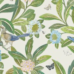 Summer Garden Wallpaper • Floral Wallpaper • ivory Wallpaper • Swatch