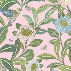 Summer Garden Wallpaper • Pink Wallpaper • Floral Wallpaper Swatch