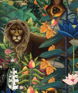 The Jungle Wallpaper • Animal Wallpaper • Botanical Wallpaper • Night Wallpaper • Swatch