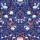 Turtle Doves Wallpaper • Bold Colorful Bird Wallpaper • Blueberry • Swatch