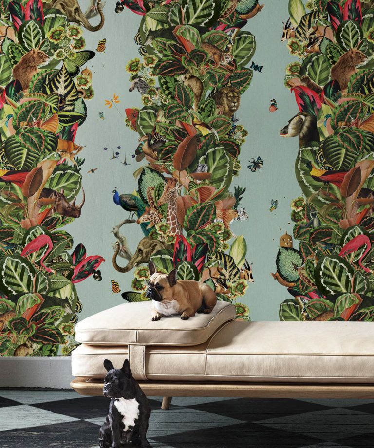 Viva Tropicana, Tropical Wallpaper Duck egg