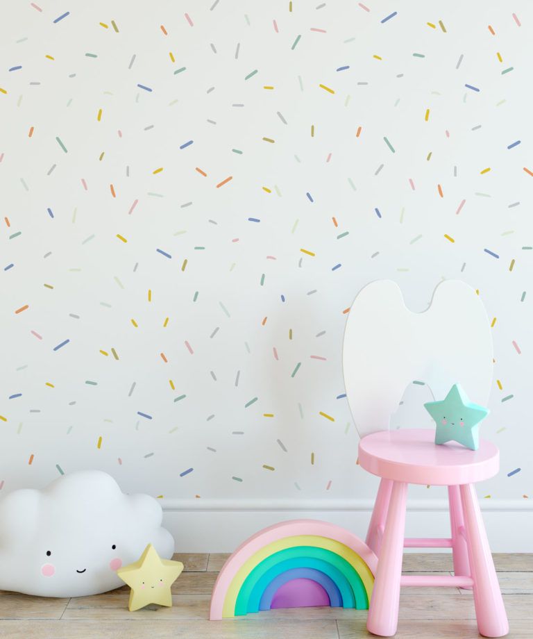 White Confetti Wallpaper Installation