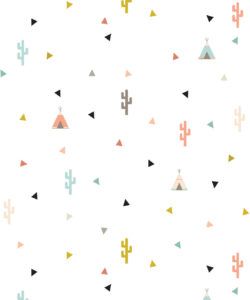 Teepee & Cactus Kids Wallpaper