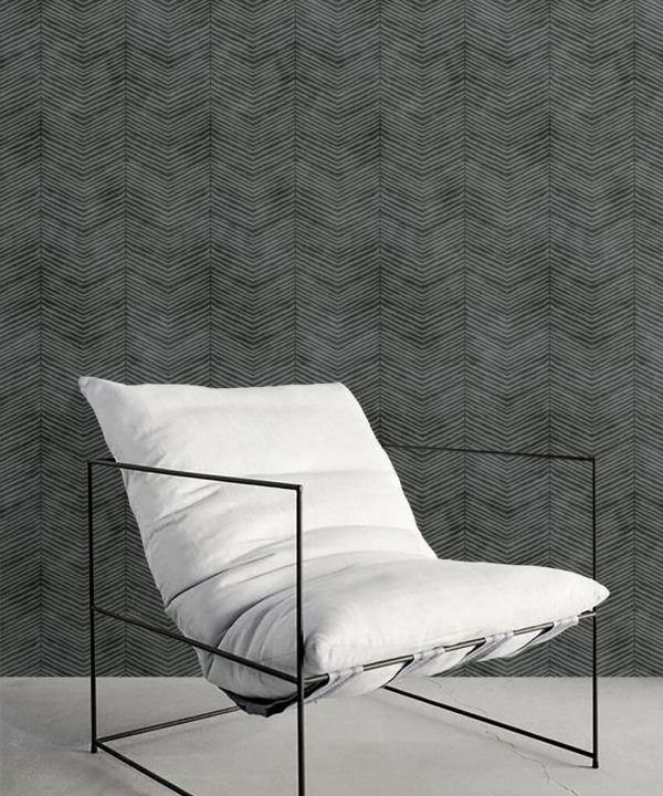 Black Herringbone Wallpaper