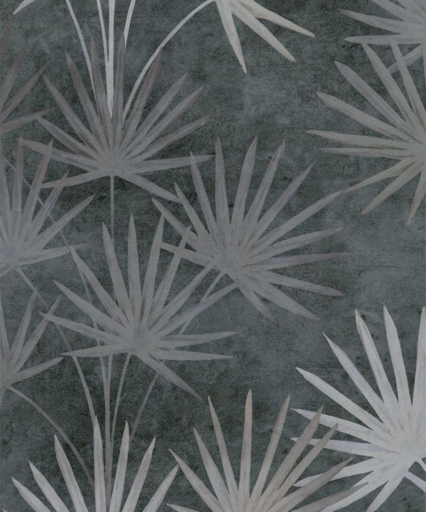 Oriental Palm leaf wallpaper Charcoal