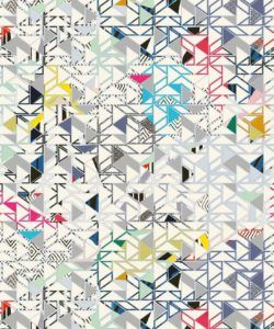 Bauhaus Wallpaper by Kitty McCall, geometric wallpaper with assorted colours