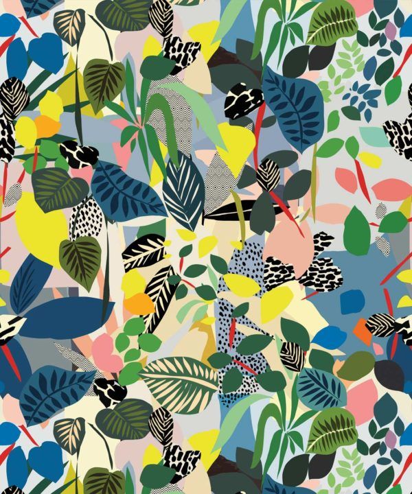 Hockney Wallpaper featuring colourful overlapping leaves