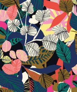 Overgrown Wallpaper by Kitty McCall colourful banana palms