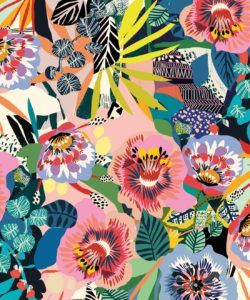 Summer Garden Wallpaper by Kitty McCall featuring assorted colours. Floral Wallpaper