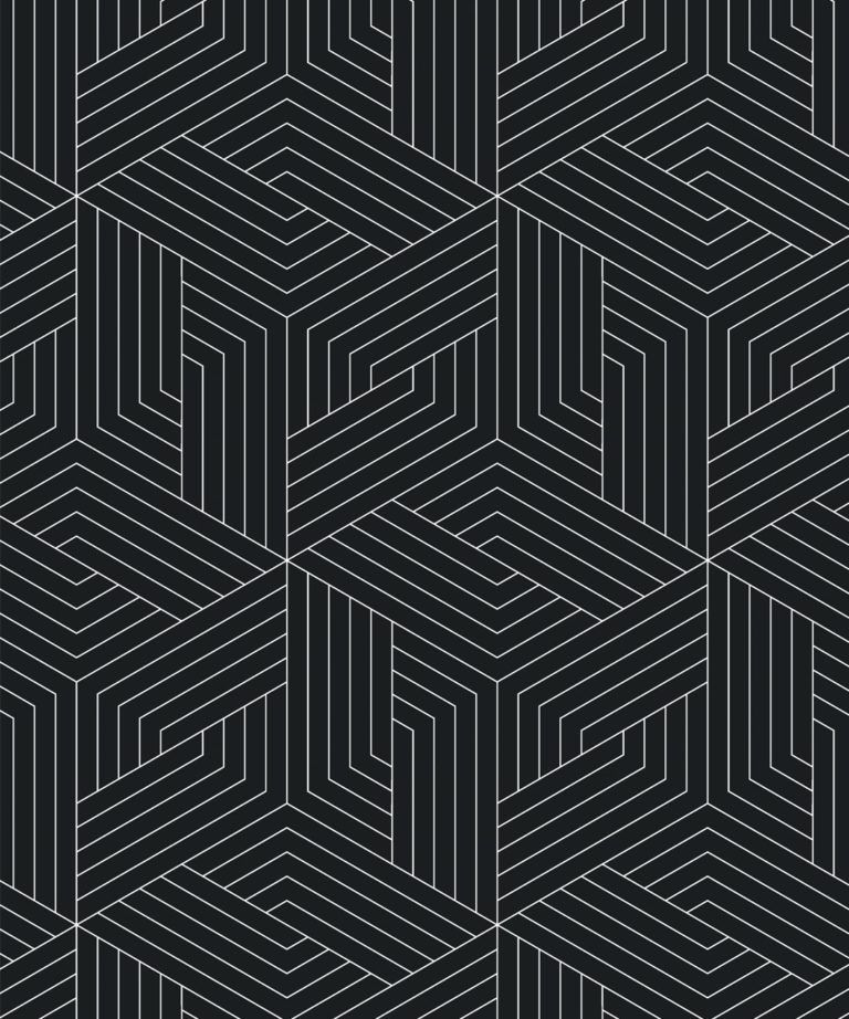 Matte Black Geometric Illusions Wallpaper • Geometric Wallpaper • Milton & King