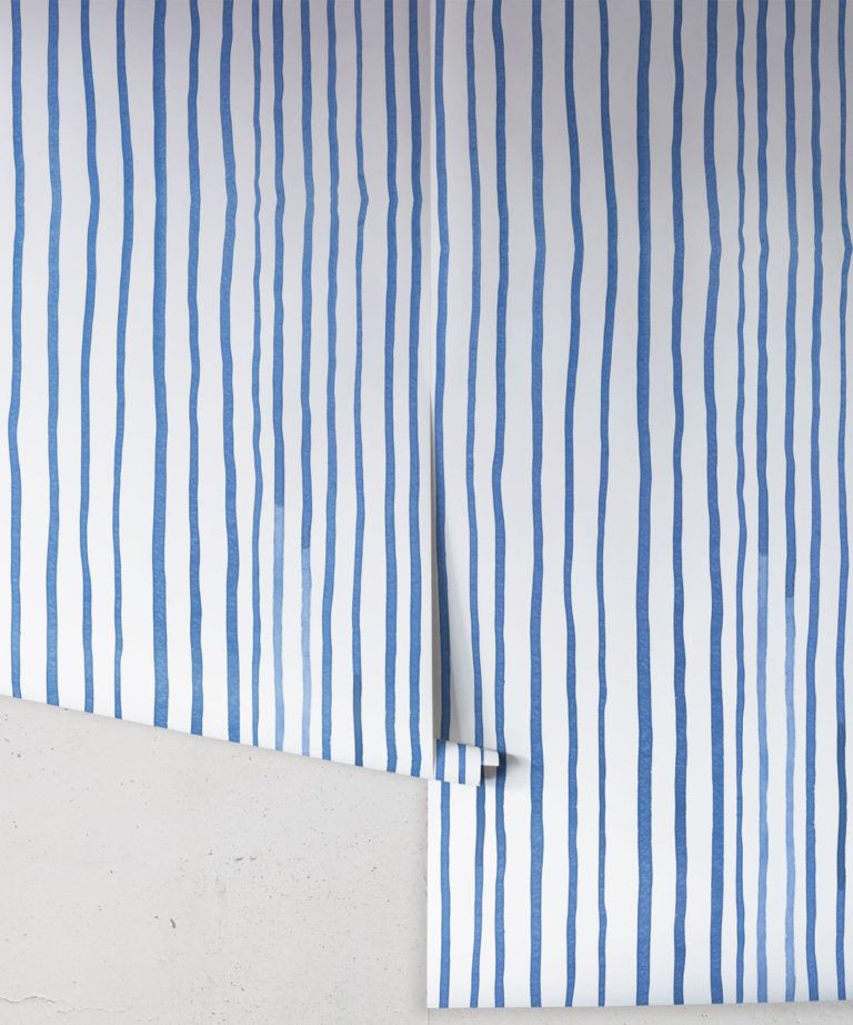 Zighy Stripes • Striped Wallpaper • Blue Stripes • Milton & King UK • Georgia MacMillan • Wallpaper Rolls