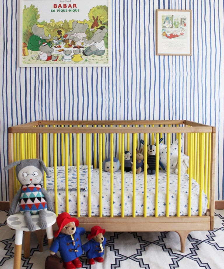 Zighy Stripes • Striped Wallpaper • Blue Stripes • Milton & King UK • Georgia MacMillan • Nursery Decor • Crib