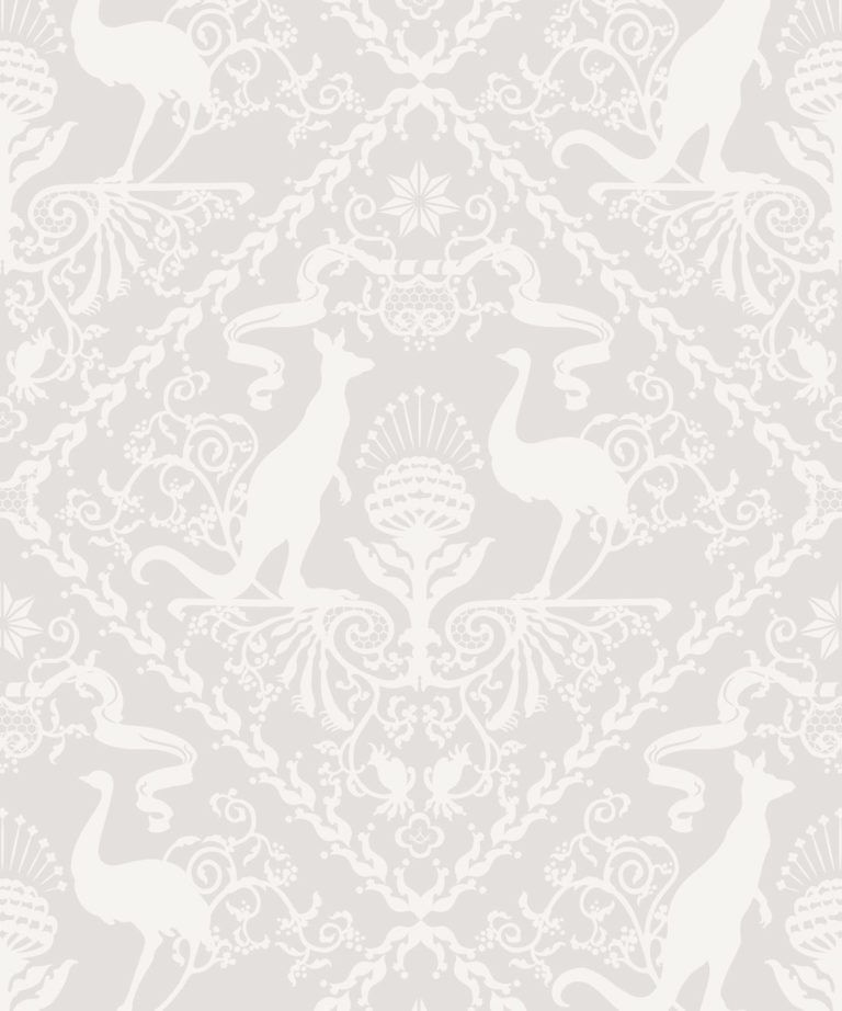 In Australia We Trust Bondi • Australian Wallpaper • Australian Coat of Arms • Milton & King UK • Grey Wallpaper