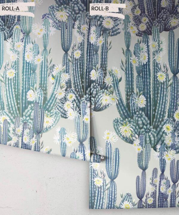 San Pedro Wallpaper Blue • Cactus Wallpaper • Succulents Wallpaper • Desert Wallpaper Rolls