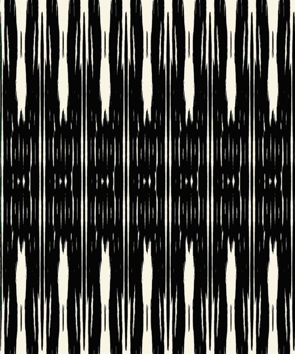 Ikat Wallpaper • Black & White Wallpaper • Kitty McCall • Swatch