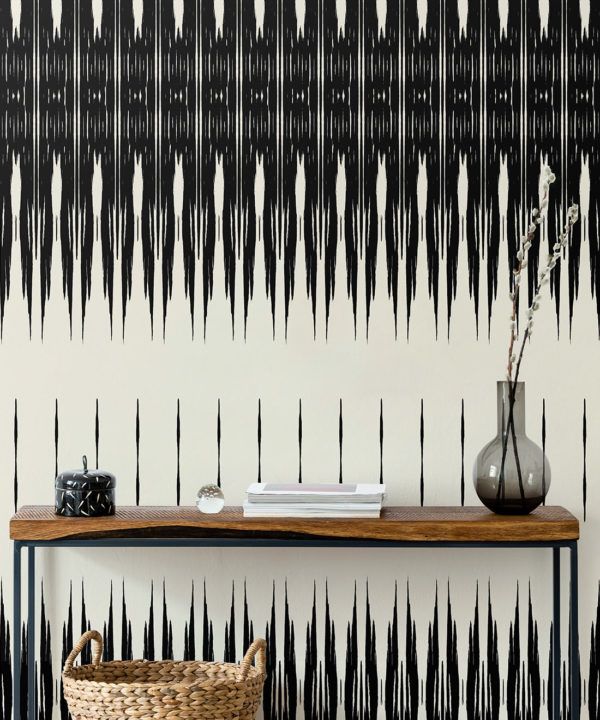 Ikat Wallpaper • Black & White Wallpaper • Kitty McCall • Insitu