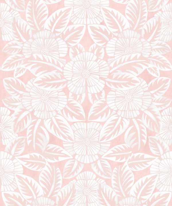 Calcutta Wallpaper • Flower and Leaf Motif Design • Ethnic Wallpaper • Pink Wallpaper • Swatch