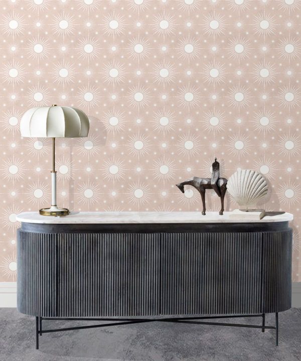 Sun Light Star Bright Wallpaper • Dusty Pink • Insitu