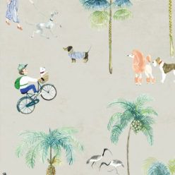 At The Dog Park Wallpaper • Kids Wallpaper • Beige • Swatch