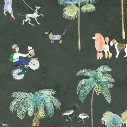 At The Dog Park Wallpaper • Kids Wallpaper • Charcoal • Swatch