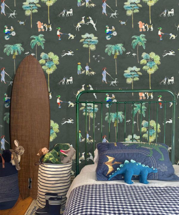 At The Dog Park Wallpaper • Kids Wallpaper • Charcoal • insitu