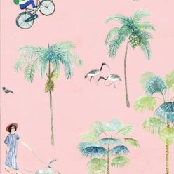 At The Dog Park Wallpaper • Kids Wallpaper • Pink • Swatch