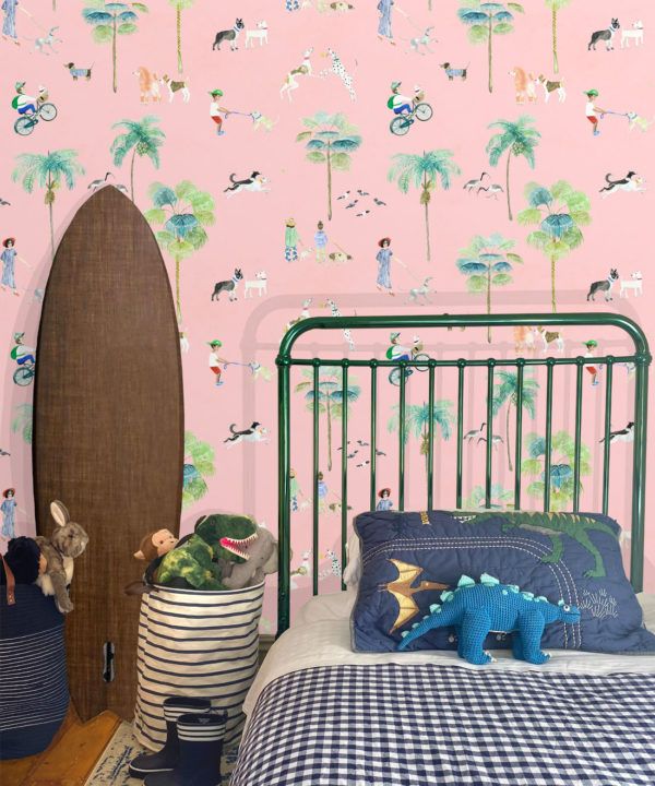 At The Dog Park Wallpaper • Kids Wallpaper • Pink • Insitu