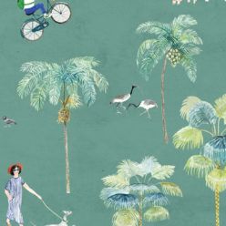 At The Dog Park Wallpaper • Kids Wallpaper • Turquoise • Swatch