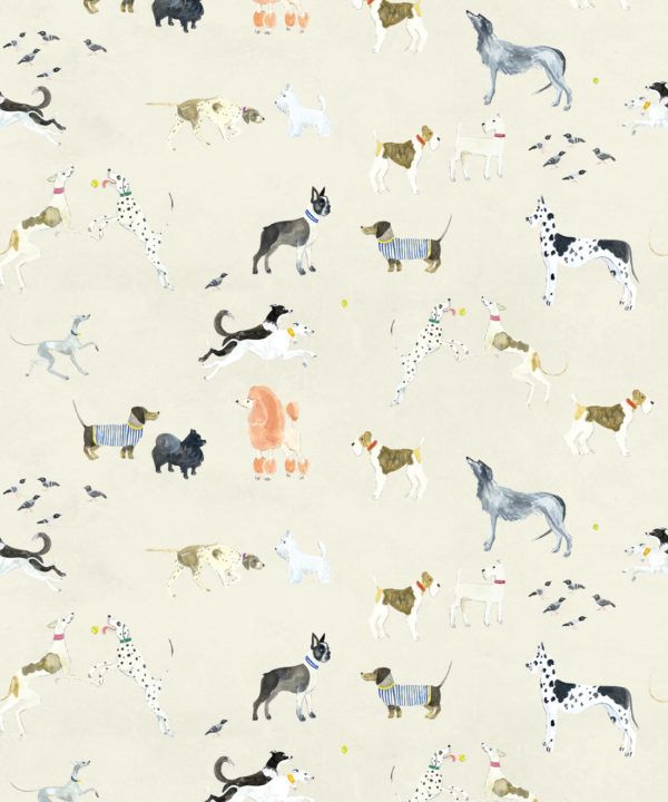 Doggies Wallpaper • Dog Wallpaper • Cream • Swatch