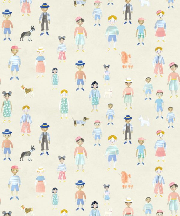 Paper Dolls wallpaper • Cream • Swatch