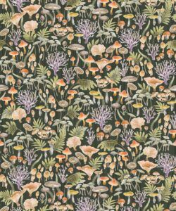 Fungi Wallpaper • Eloise Short • Vintage Floral Wallpaper • Granny Chic Wallpaper • Grandmillennial Style Wallpaper • Olive • Swatch