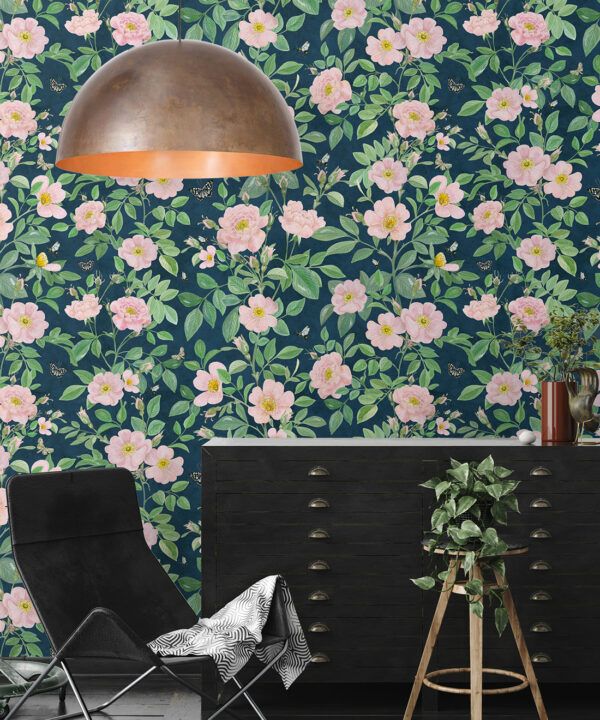 Rosa Wallpaper • Floral Wallpaper •Rose Pink • Insitu