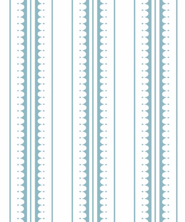 Coquille Wallpaper • Stripe and Scallop Wallpaper • Powder Blue • Swatch