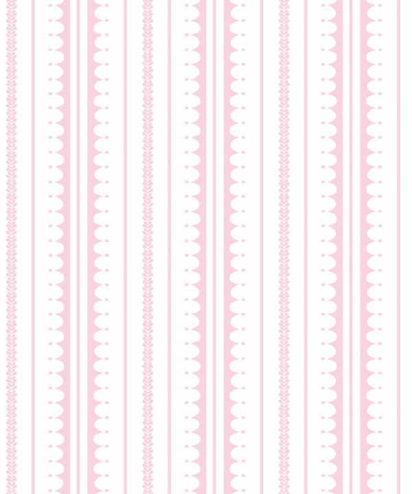 La Grand Coquille • Stripe and Scallop Wallpaper • Blush • Swatch