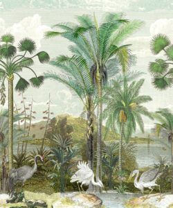 Indian Subcontinent Wallpaper Mural •Bethany Linz • Palm Tree Mural • Blue • Swatch