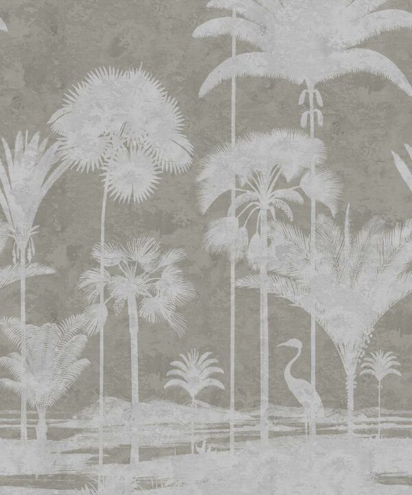 Shadow Palms Wallpaper Mural •Bethany Linz • Palm Tree Mural • Beige • Swatch