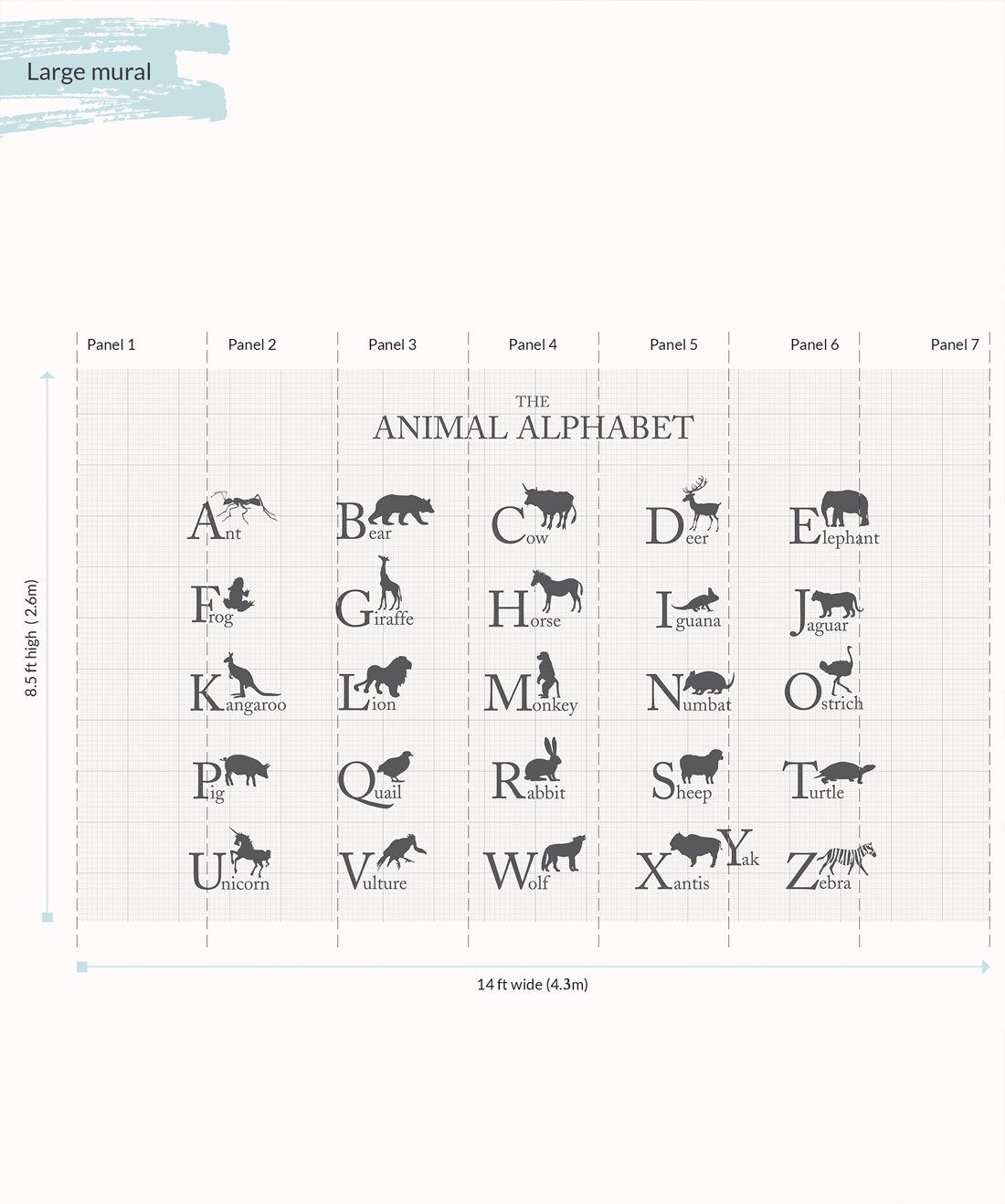 Large Wall Mural Animal Alphabet - Large