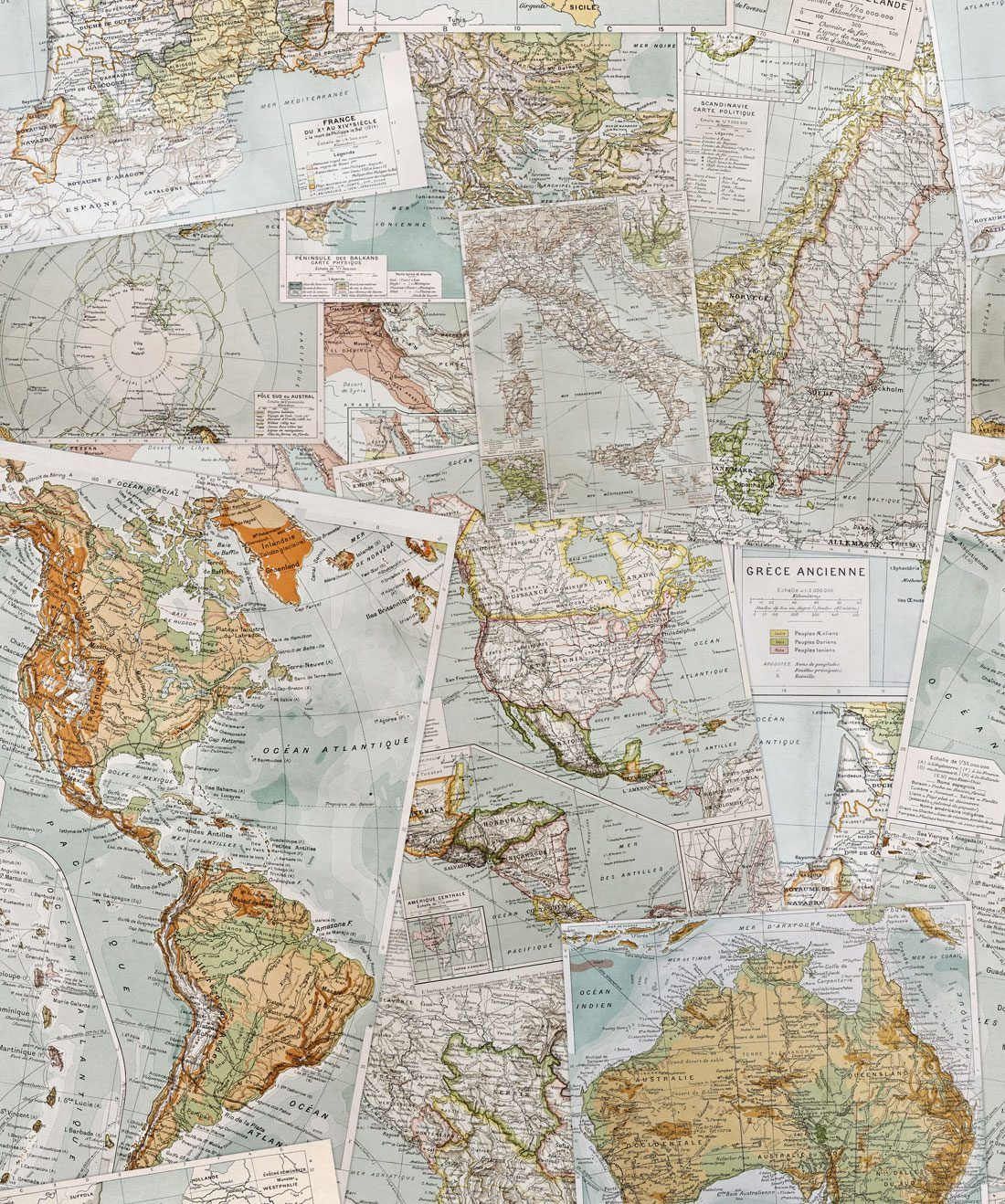 Vintage French Maps Wallpaper