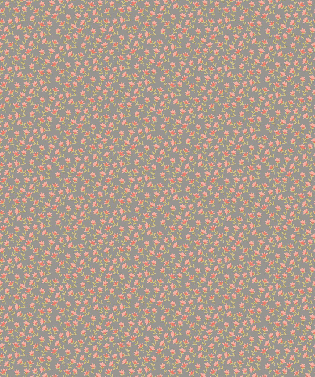 Tiny Flowers Grey Wallpaper