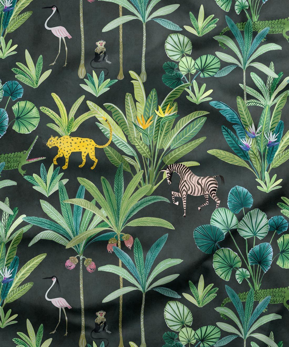 Animal Kingdom Fabric Charcoal