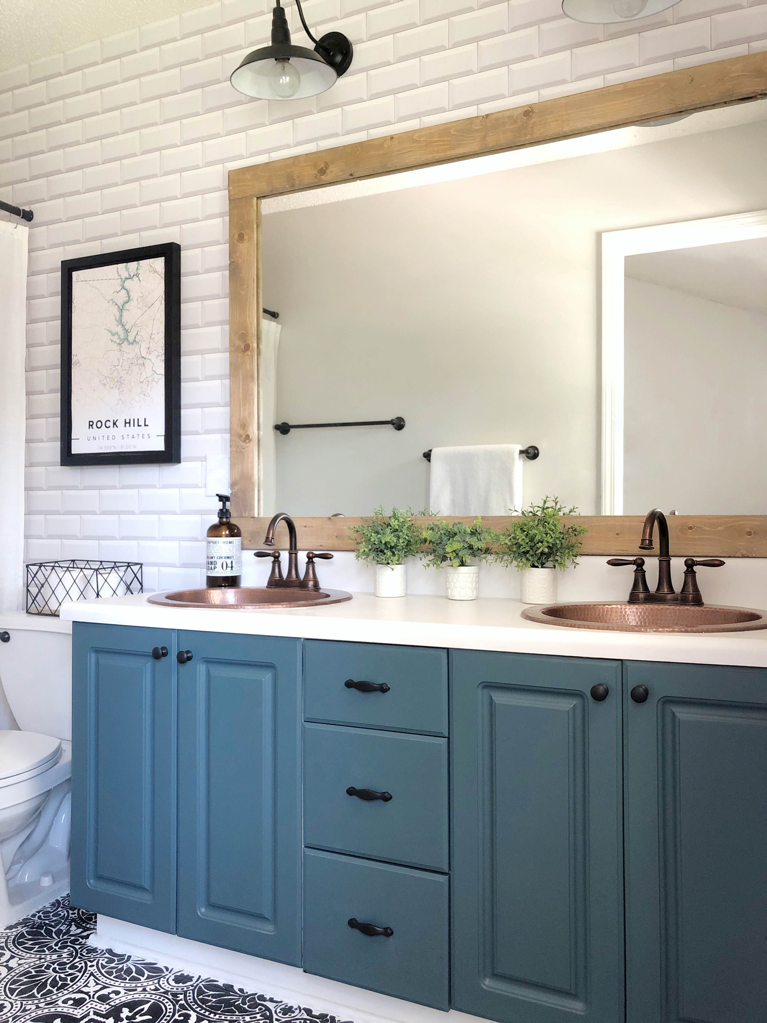 White Subway Tiles Wallpaper Bathroom Refresh by Sierra Joseph After Photo