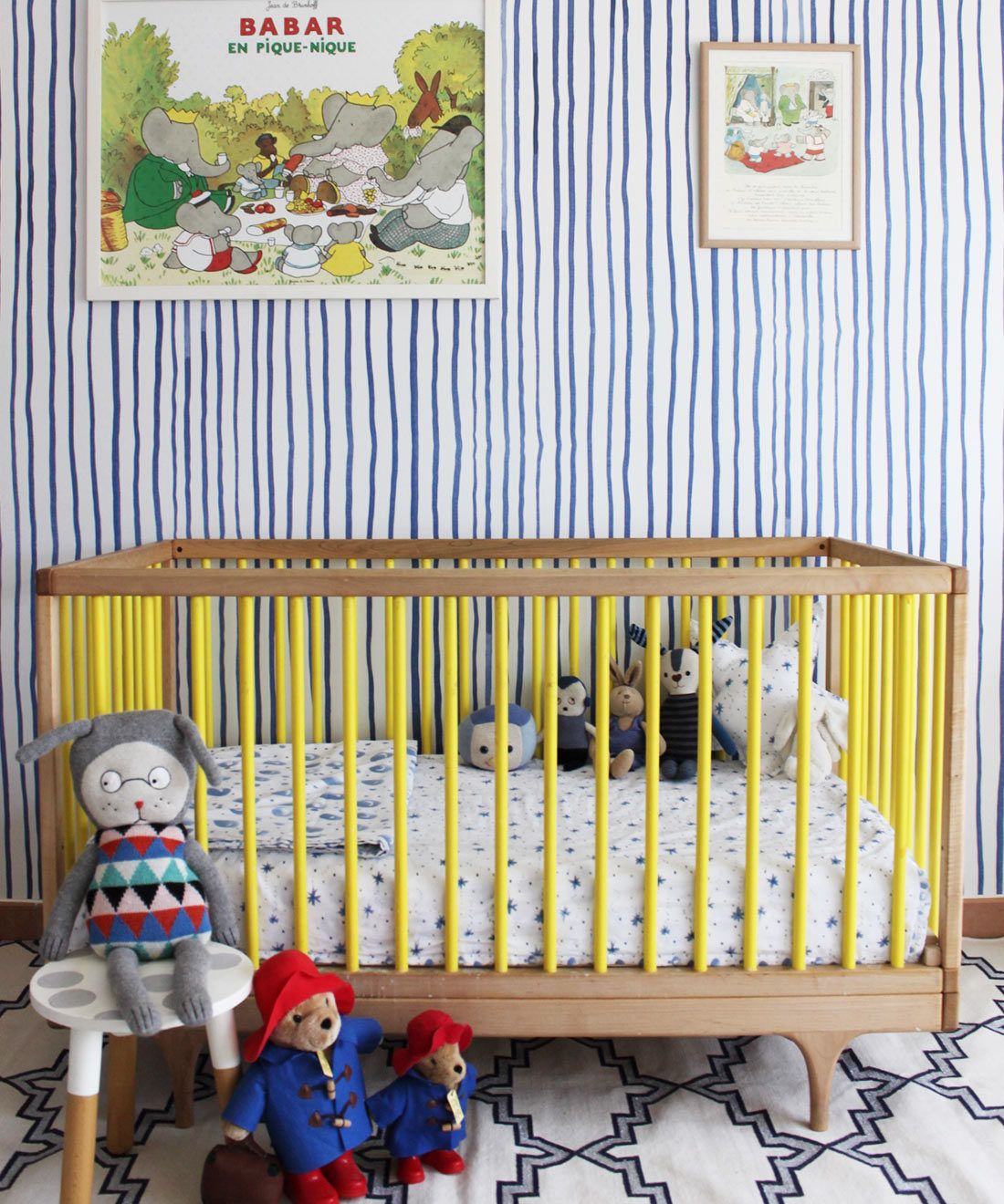 Zighy Stripes • Striped Wallpaper • Blue Stripes • Milton & King USA • Georgia MacMillan • Nursery Decor • Crib