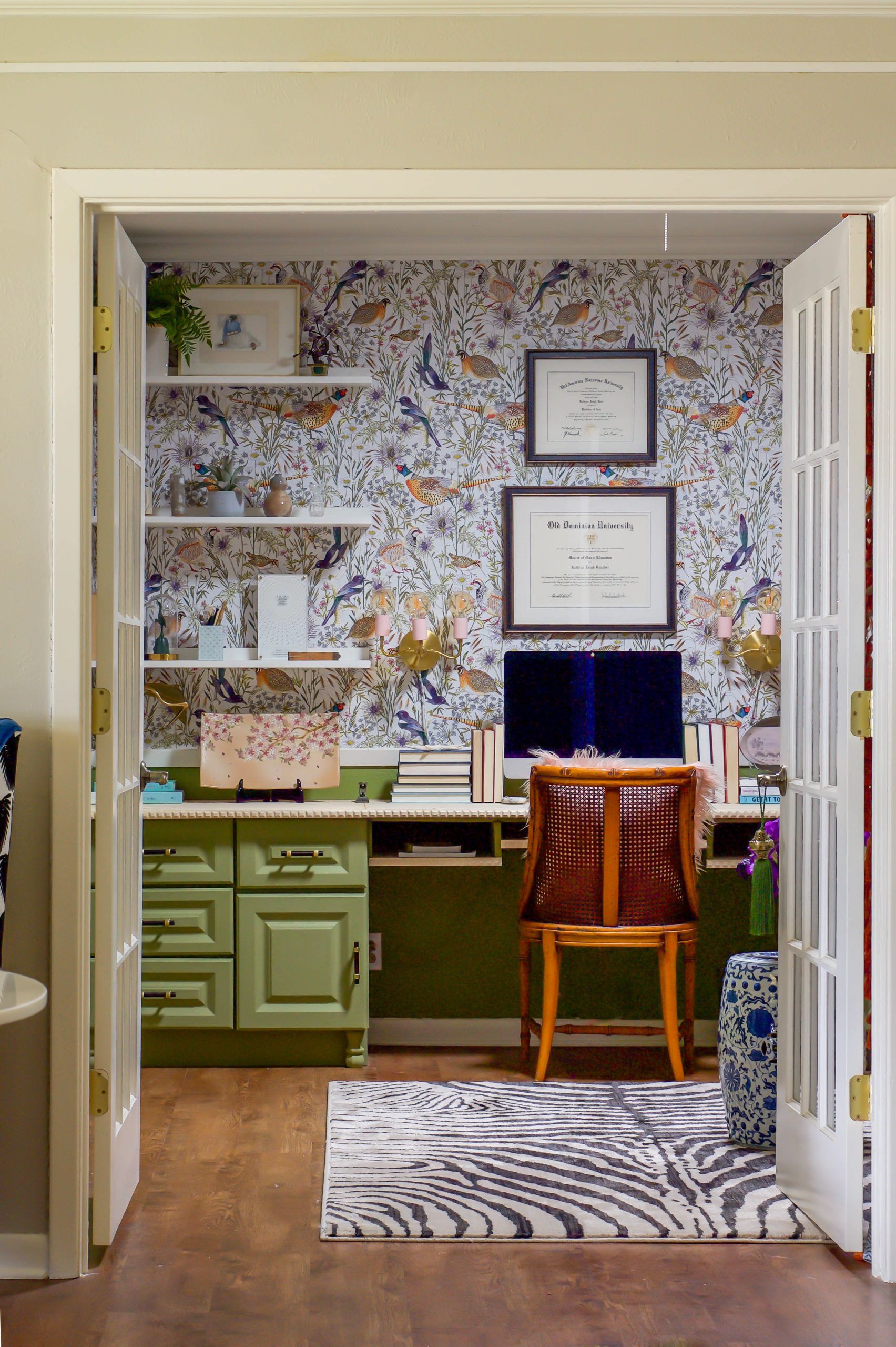 Kathy Baugher • UpToDateInteriors • Woodland Birds • Office Wallpaper