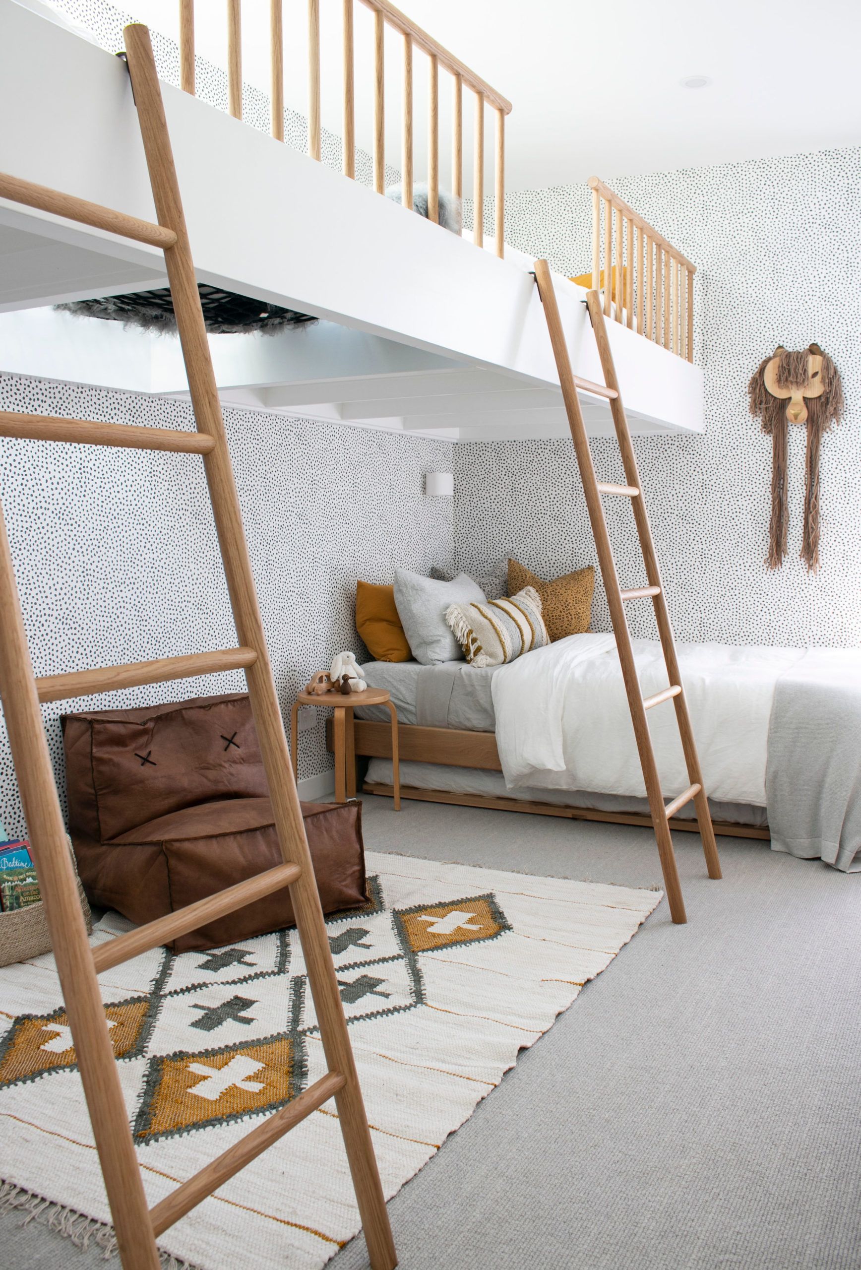 The Designory • Barefoot Bay Villa in Byron Bay • Bunk Room • Huddy's Dots Spotted Wallpaper